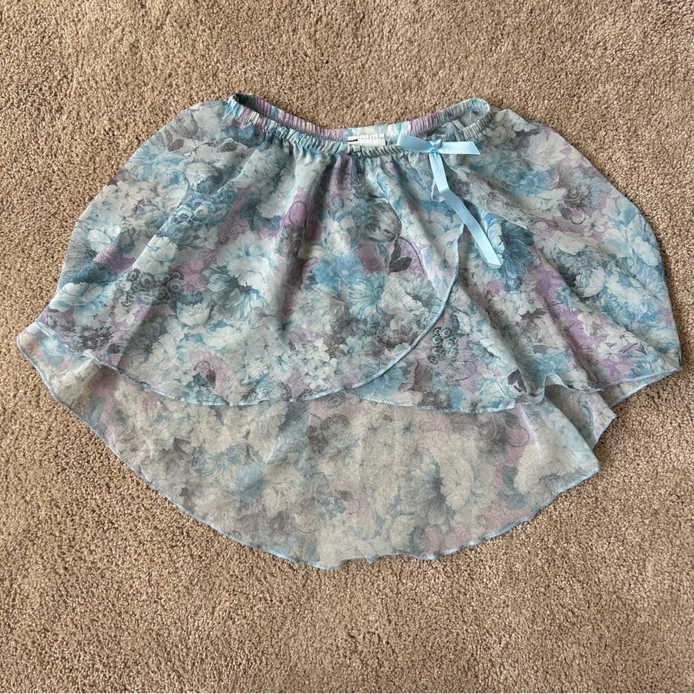 Floral Wrap Dance Skirt - Blue and Purple